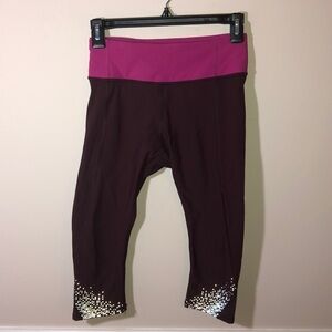 Lululemon Crop Leggings 4 Reflective Plum and Pink